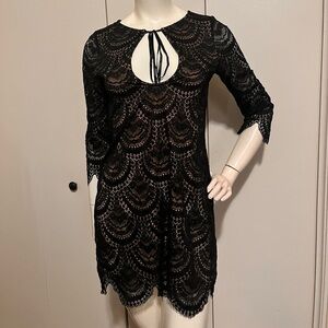 For Love And Lemons Black Lace Swim Cover-Up